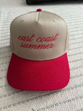 East Coast Summer Tan and Red Trucker Hat